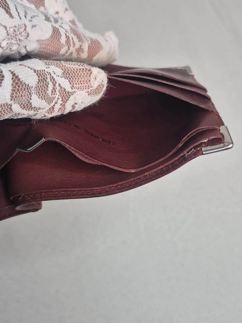 Cartier Men's Leather Bifold Wallet - Burgundy with Metal Corners
